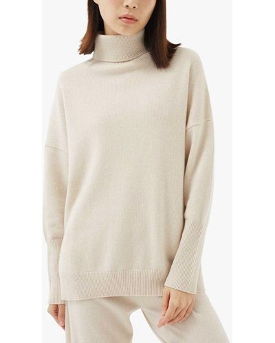 Chinti & Parker Cashmere Roll-neck Jumper - Natural