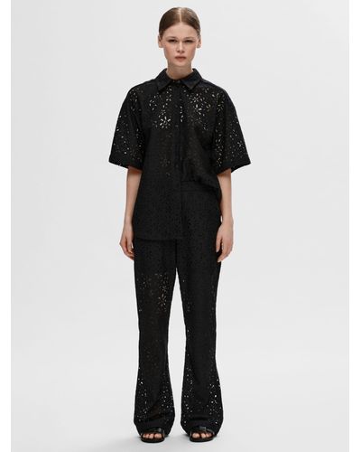 SELECTED Karola Lace Flared Trousers - Black
