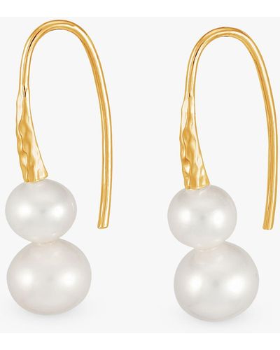 Dower & Hall Timeless Freshwater Pearl Duo Drop Earrings - White