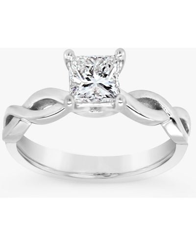Milton & Humble Jewellery Second Hand Platinum Princess Cut Diamond Twist Ring - White