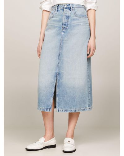 Tommy Hilfiger Denim Midi Skirt - Blue