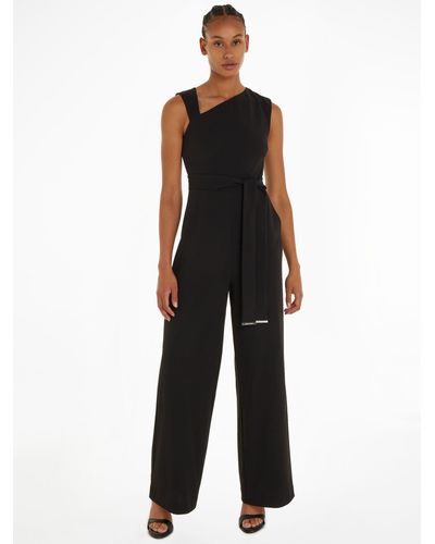 Calvin Klein Cutout Back Crepe Jumpsuit - Black