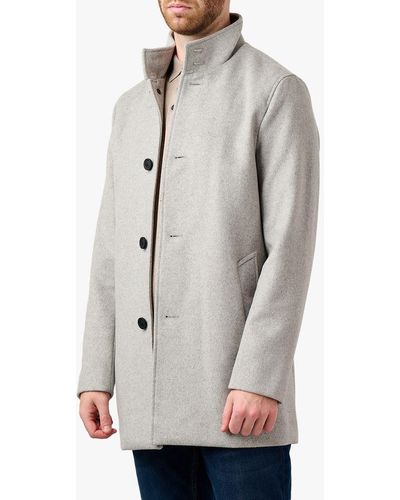 Guards London Lynmouth Wool Blend Funnel Neck Overcoat - Grey