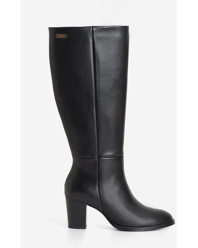 Barbour Gloria Leather Knee High Boots - Black