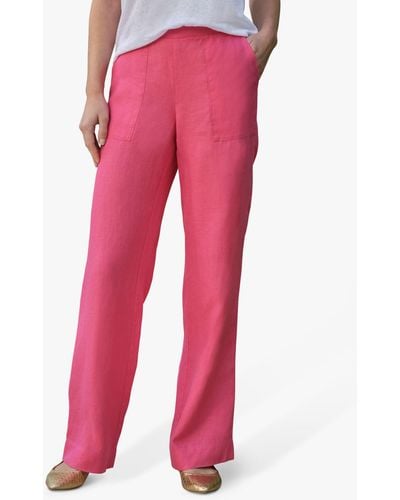 Pure Collection Laundered Linen Wide Leg Trouser - Pink