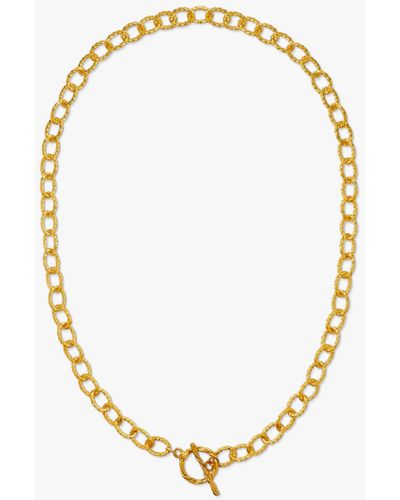 Orelia Rope Textured Link T-bar Necklace - Metallic