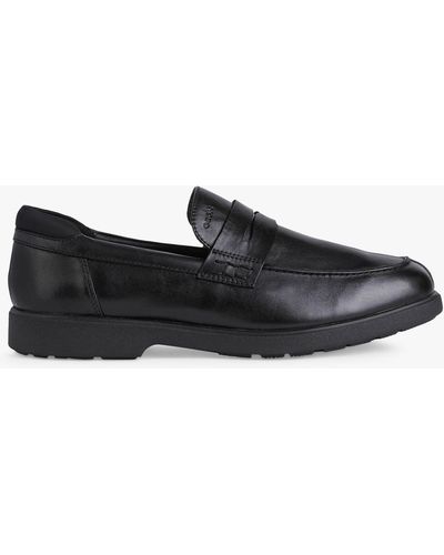 Geox Spherica Wide Fit Ec11 Leather Loafers - Black