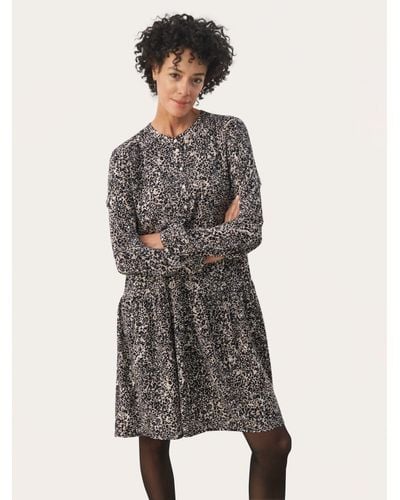 Part Two Allie Abstract Relaxed Fit Knee Length Dress - Grey