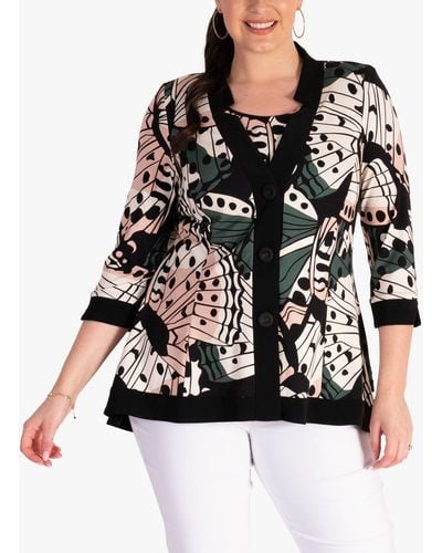 Chesca Butterfly Print Jacket - Black