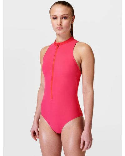 Sweaty Betty Vista High Neck Swimsuit - Pink
