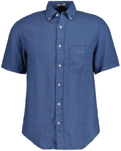 GANT Linen Short Sleeve Shirt - Blue