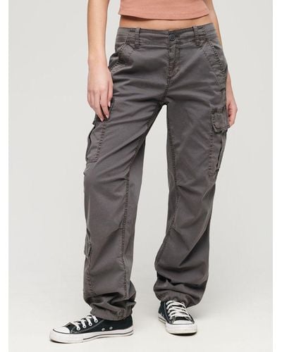 Superdry Low Rise Straight Cargo Trousers - Grey