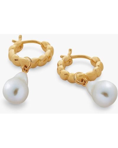 Monica Vinader Nura Teardrop Pearl Huggie Earrings - Metallic