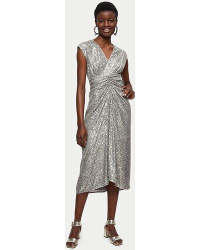 Jigsaw Sequin Midi Dress - White