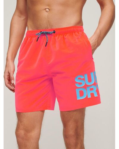 Superdry Logo Recycled Swim Shorts - Red