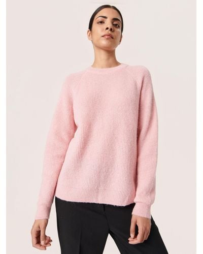 Soaked In Luxury Tuesday Wool Blend Raglan Sleeve Jumper - Pink
