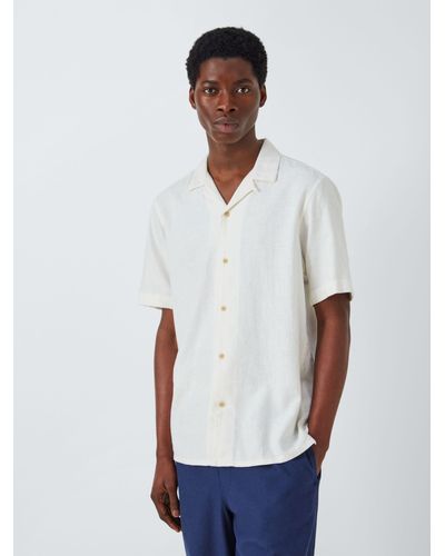 John Lewis Short Sleeve Textured Linen Blend Shirt - White