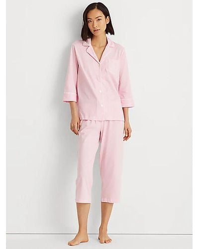 Ralph Lauren Lauren Capri Stripe Pyjama Set - Pink