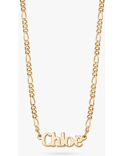 Daisy London Personalised Nameplate Figaro Chain Necklace - Metallic