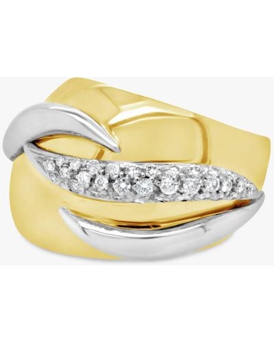 Milton & Humble Jewellery Second Hand Wempe 18ct White & Yellow Gold Diamond Chunky Band Ring - Metallic