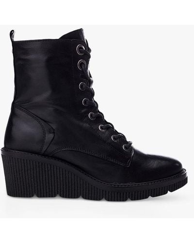 Moda In Pelle Braniyah Leather Wedge Heel Boots - Black