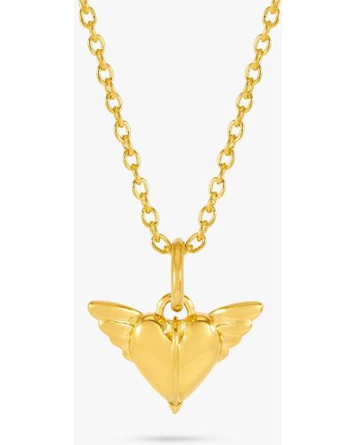 Rachel Jackson Personalised Guardian Angel Wings Heart Necklace - Metallic