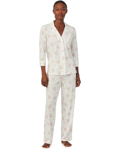 Ralph Lauren Floral Print 3/4 Sleeve Pyjamas - White
