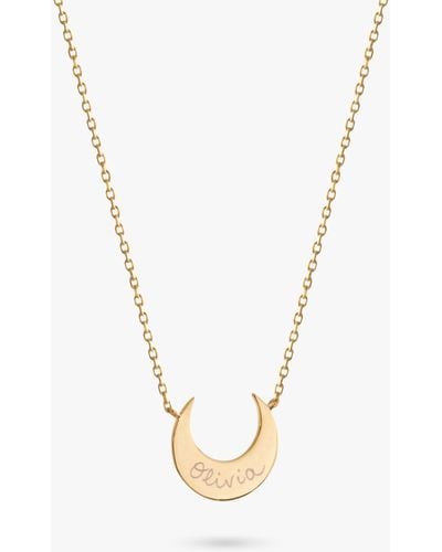 Merci Maman Personalised Crescent Moon Pendant Necklace - Metallic