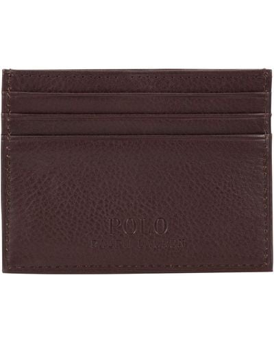 Ralph Lauren Polo Pebble Leather Card Holder - Brown