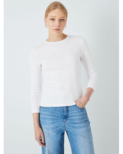 John Lewis Long Sleeve Organic Cotton T-shirt - White