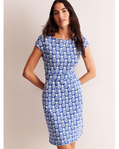 Boden Florrie Geometric Pineapples Jersey Dress - Blue