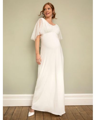 TIFFANY ROSE Vintage Cape Maternity Wedding Dress - Natural