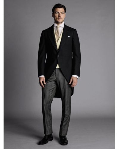 Charles Tyrwhitt Herringbone Slim Fit Morning Suit Tailcoat - Black