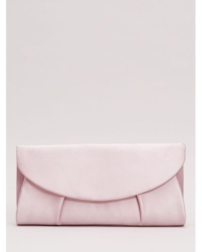 Phase Eight Pleat Satin Clutch Bag - Pink