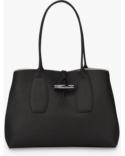 Longchamp Roseau Leather Shoulder Bag - Black