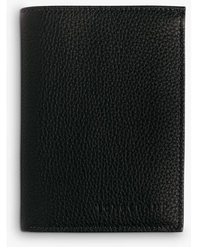 Longchamp Le Foulonné Leather Tri-fold Wallet - Black