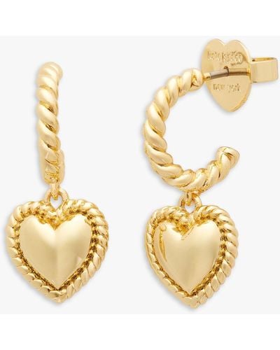 Kate Spade Golden Hour Heart Drop Hoop Earrings - Metallic