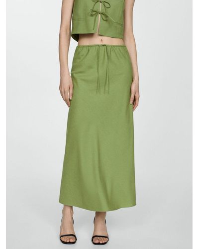 Mango Lago Linen Blend Maxi Skirt - Green