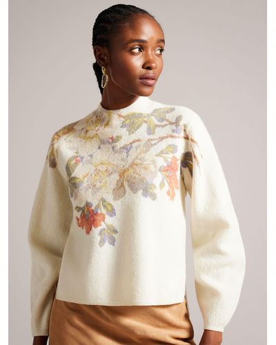 Ted Baker Evhaa Printed Knitted Jumper - Natural