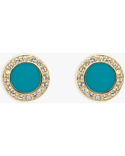 Melissa Odabash Swarovski Crystal And Enamel Round Stud Earrings - Blue