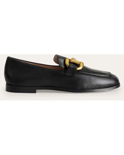 Boden Iris Leather Snaffle Trim Loafers - Black