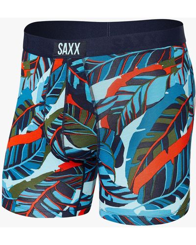 Saxx Underwear Co. Vibe Slim Fit Pop Jungle Print Trunks - Blue