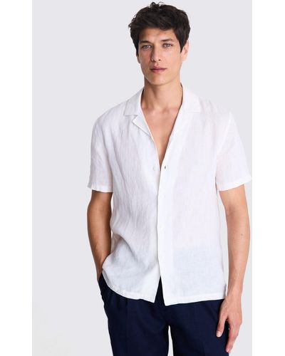 Moss Linen Cutaway Collar Shirt - White