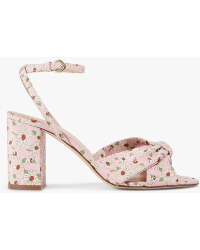 LK Bennett Lucie Floral Print Block Heel Sandals - Pink