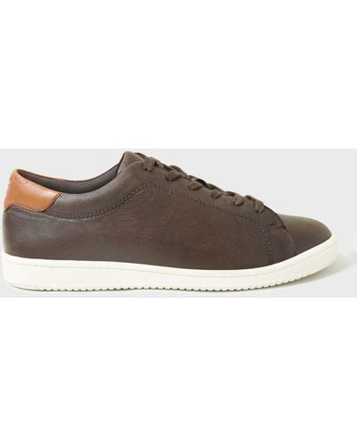 Crew Leather Lace Up Trainers - Brown