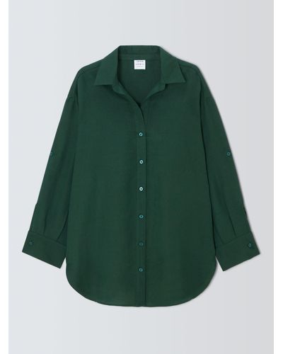 John Lewis Linen Blend Beach Shirt - Green