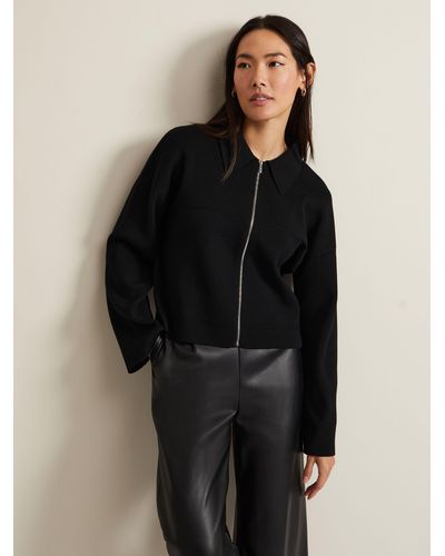 Phase Eight Maisie Zip Through Knitted Jacket - Black