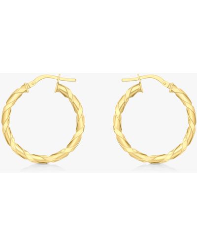 Ib&b 9ct Gold Twist Creole Earrings - Metallic