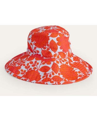 Boden Abstract Floral Print Canvas Bucket Hat - Red