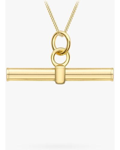 Ib&b 9ct Gold Round T Bar Pendant Necklace - Metallic